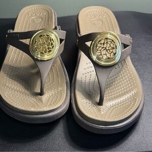 CROCS Brown and Gold Women's Sandals